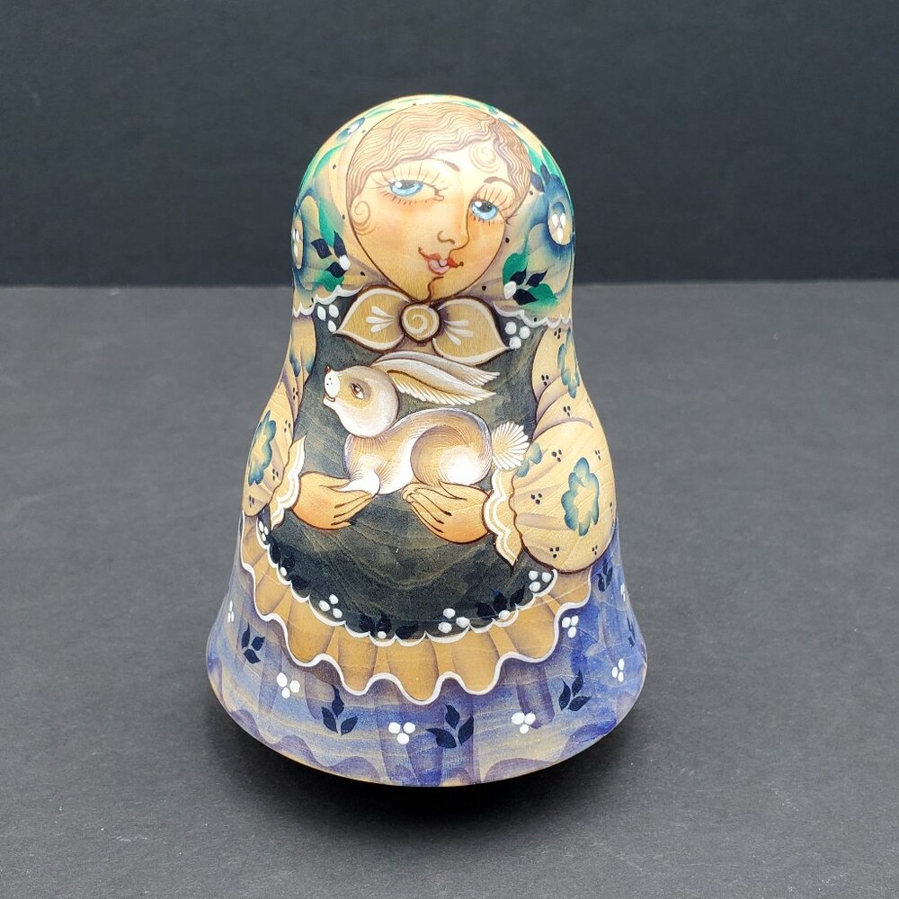 Russian Roly Poly Doll Nevaliashka Wooden Musical Chime Doll Made in Russia